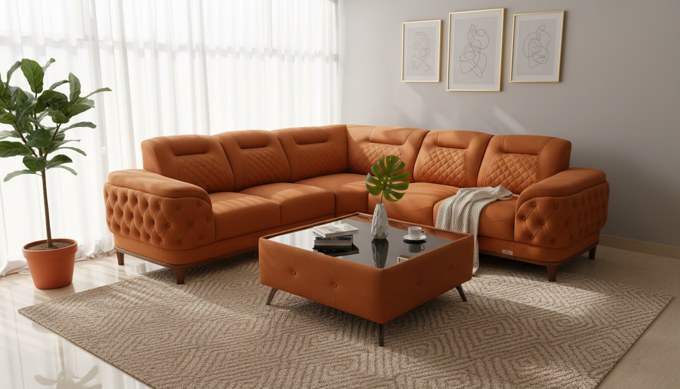 Regalia Luxury Corner Sofa with Center Table
