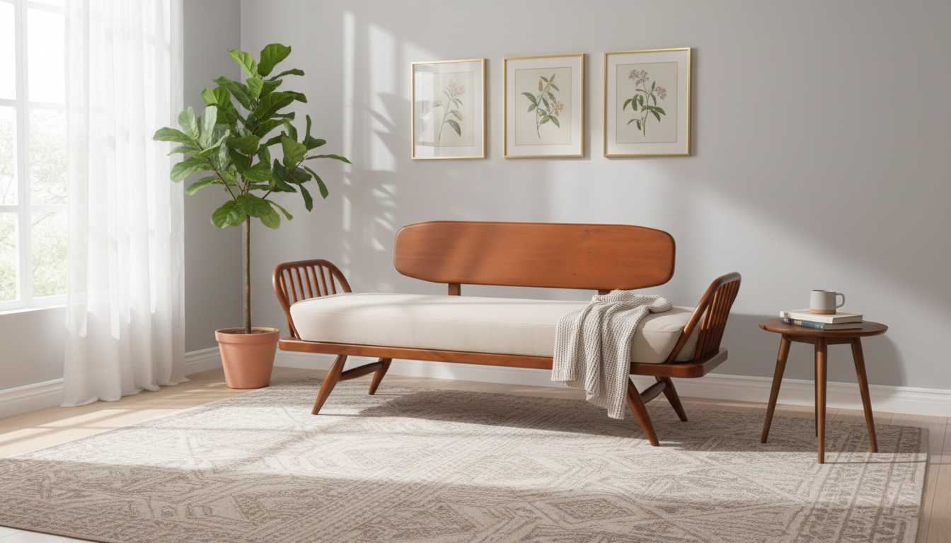 HeritageCraft 3-Seater Wooden Bench Sofa