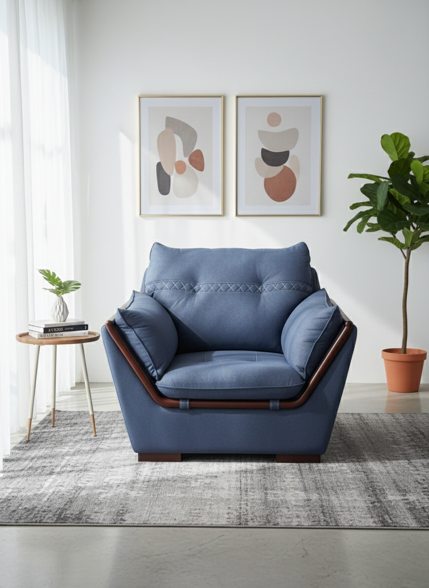 Azure Stitch Luxe Sofa Set 