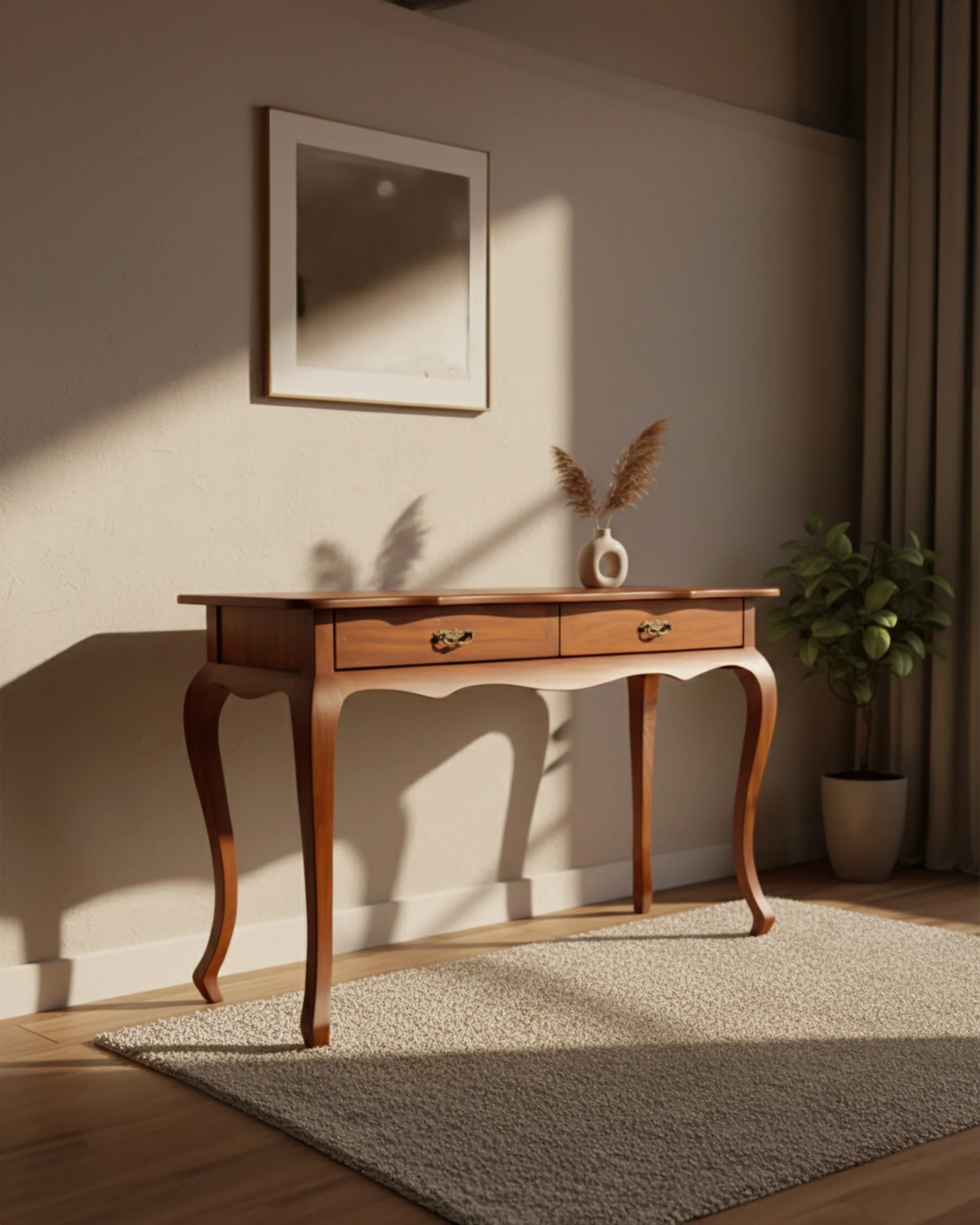 Console Table with Antique Finish Handles