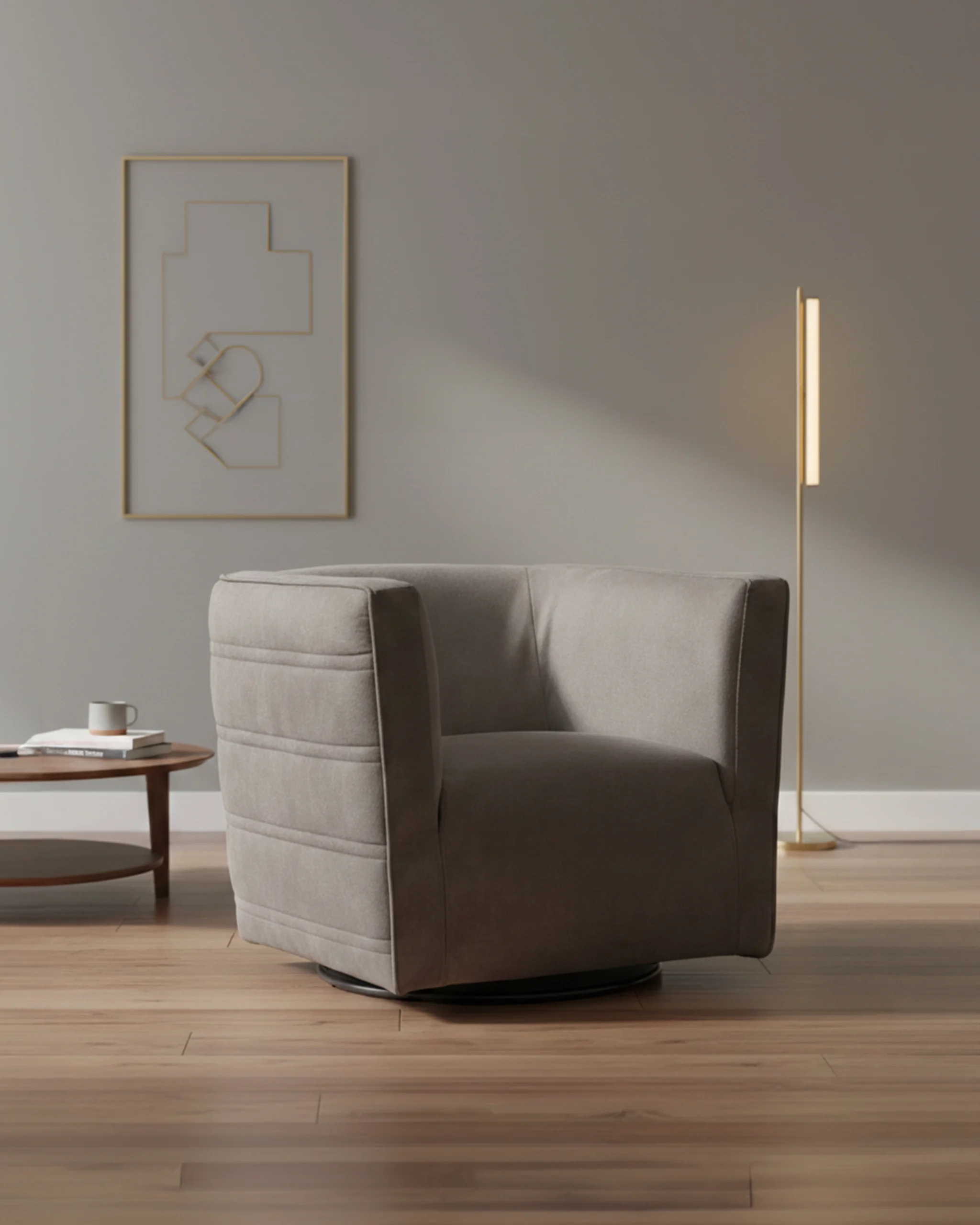 Arm Chair with Dual-Tone Fabric Upholstery